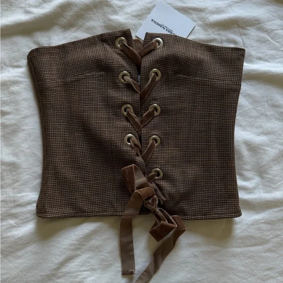 Brown Lace-Up Corset Top - Picture 3 of 6